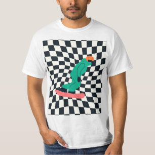 Camiseta Freeride Snowboarder Em Traje Verde Verificado