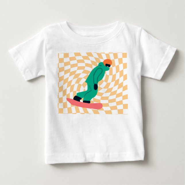 Camiseta Freeride Snowboarder Em Traje Verde Verificado (Frente)