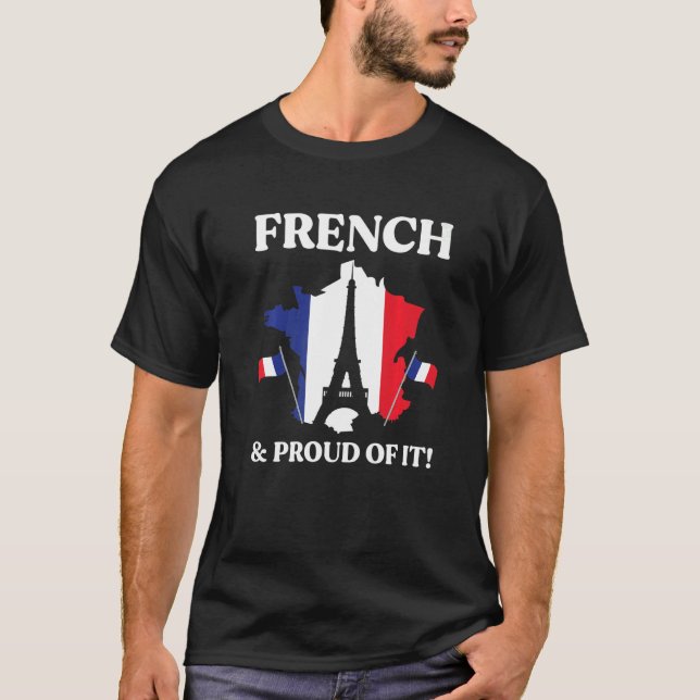 Camiseta French And Proud Of It Eiffel Tower France Map Fla (Frente)