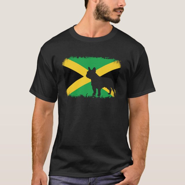Camiseta French bull dog Jamaica Jamaican flag frenchies bu (Frente)