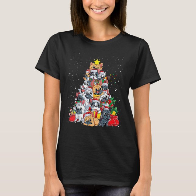 Camiseta French Bulldog Christmas Tree Dog Santa Christmas  (Frente)