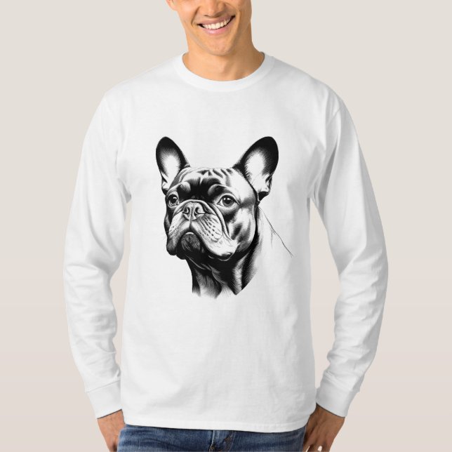 Camiseta French Bulldog Frenchie Pencil Sketch Art (Frente)