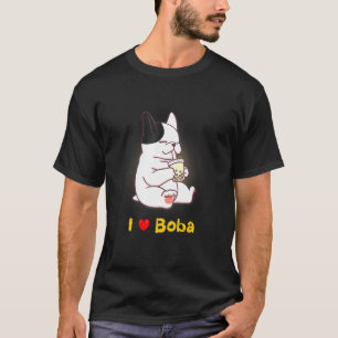 Camiseta French Bulldog I Love Boba Bubble Milk Tea Dog Cut