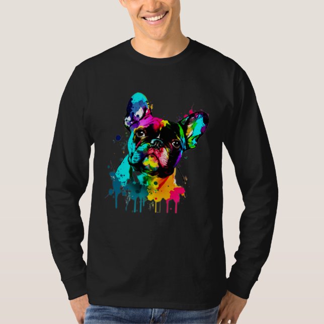 Camiseta French Bulldog Paint Splatter Frenchie  Splatter (Frente)