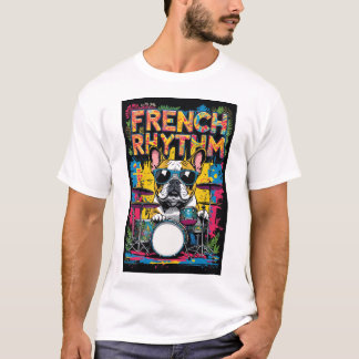 Camiseta French Bulldog Playing Drums