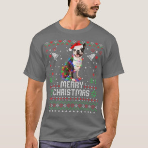 Camiseta French Bulldog Santa Hat Dog Christmas Tree Lights