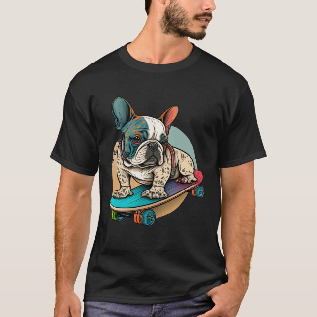 Camiseta French Bulldog Skateboarding English Bulldog Frenc (Frente)
