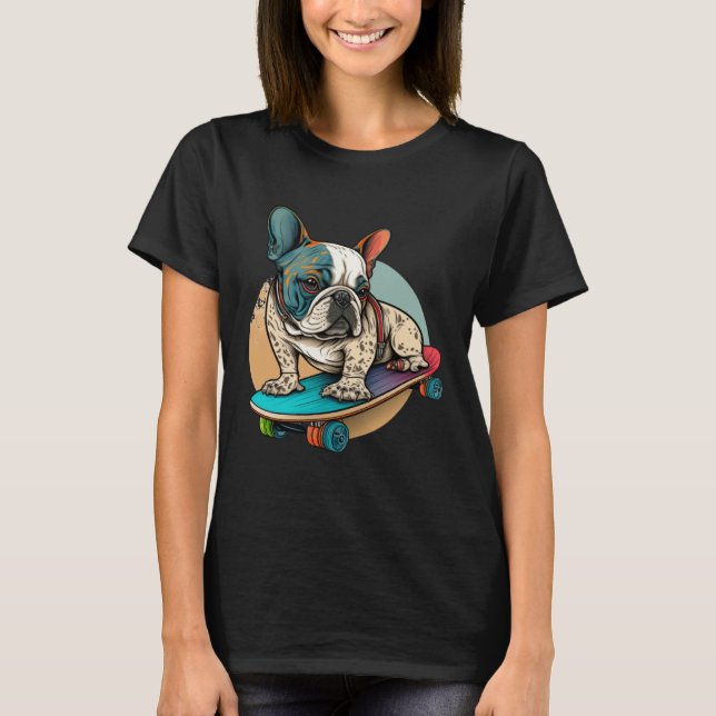 Camiseta French Bulldog Skateboarding English Bulldog Frenc (Frente)