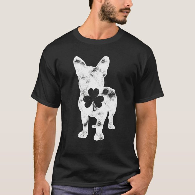 Camiseta French Bulldog St Patricks Day Men Women Shamrock  (Frente)