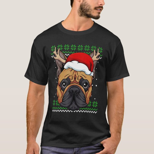 Camiseta French Bulldog Ugly Christmas Pajama Cute Dog Antl (Frente)