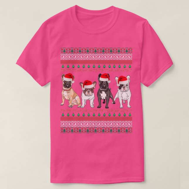 Camiseta French Bulldog Ugly Christmas Sweater  (Frente do Design)