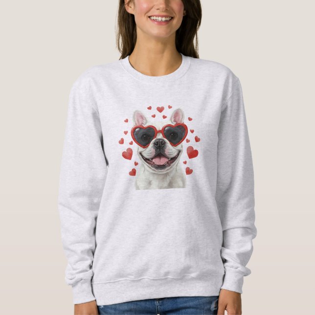 Camiseta French Bulldog Valentine Dog Portrait Illustration (Frente)