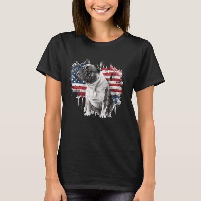 Camiseta French Bulldog with the American Flag (Frente)
