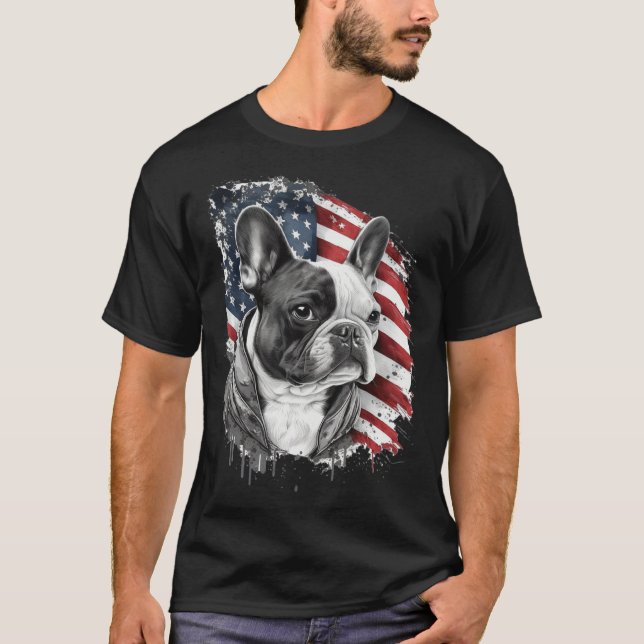Camiseta French Bulldog with the American Flag (Frente)