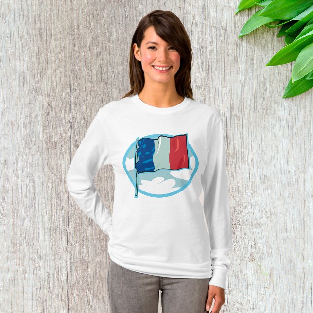 Camiseta French Flag Tricolour Blue White Red France (Criador carregado)