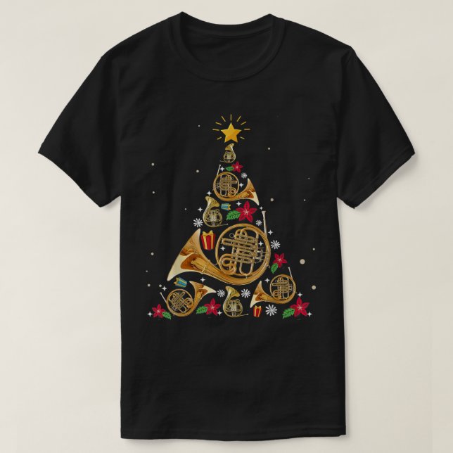 Camiseta French Horn Christmas Tree (Frente do Design)