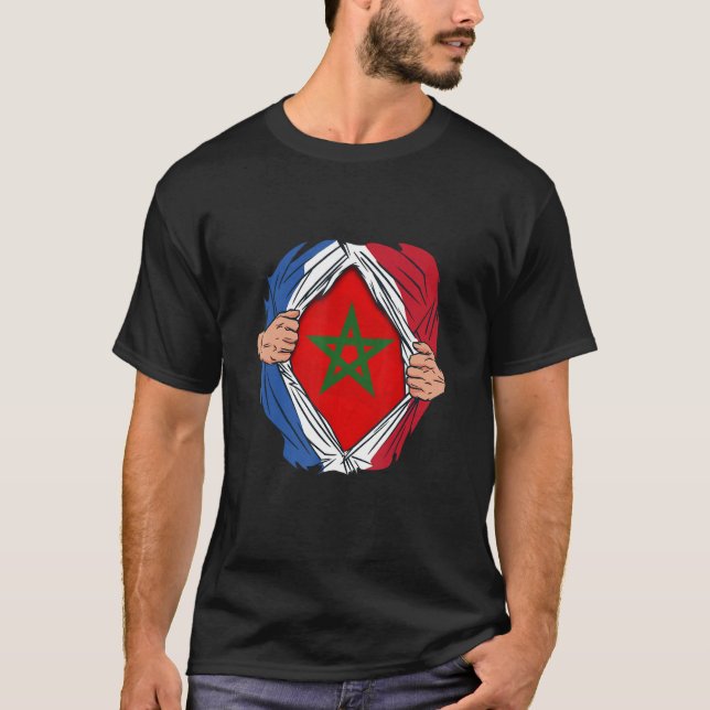 Camiseta French with Moroccan roots Maroc Flag with France (Frente)