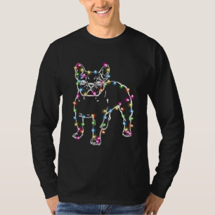 Camiseta Frenchie com as luzes de Natal Feliz Natal