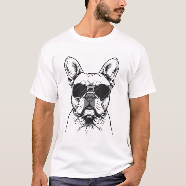 Camiseta Frenchie de Óculos de Sol  (Frente)