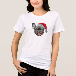 Camiseta FRENCHIE french buldog santa hat feliz natal