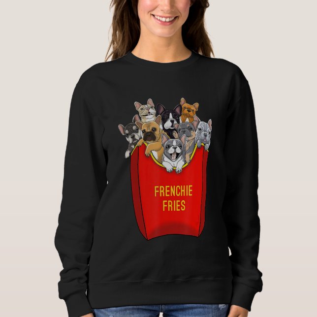 Camiseta Frenchie Fries francês Buldogue Cachorro Mãe Cacho (Frente)