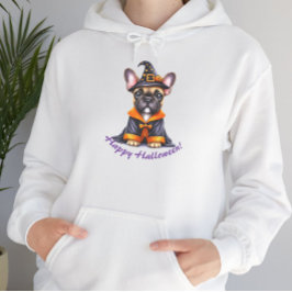 Camiseta Frenchie Halloween Purple Robe Witchy Hat