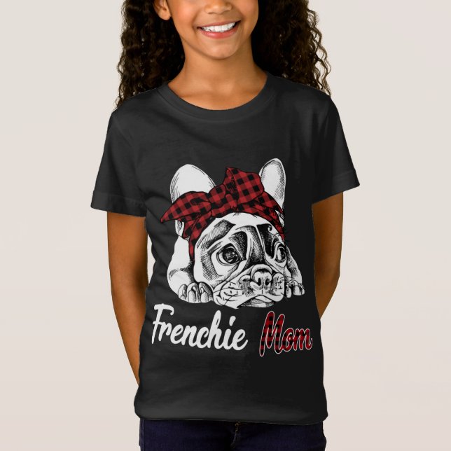 Camiseta Frenchie Mãe Bulldog Francês com Cabeça de Xadrez  (Frente)