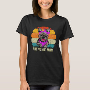 Camiseta Frenchie Mãe para Mulheres Retro Vintage Sunset Ca