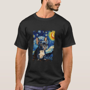 Camiseta Frenchton Dog Starry Night Painting Dog Mãe Pai T