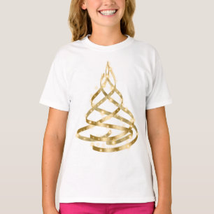 Camiseta Frente de Fita de Fita de Ouro Brilhante Natal