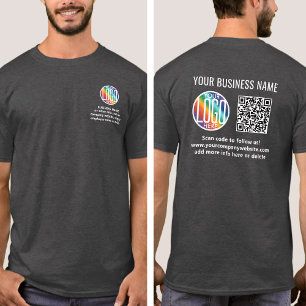 Camiseta Frente Verso Código QR e Logotipo Empresariais Per