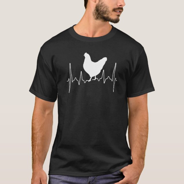 Camiseta Frequência de frango com batimento cardíaco em fra (Frente)