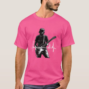 Camiseta Frequência de linha de batimentos cardíacos guitar