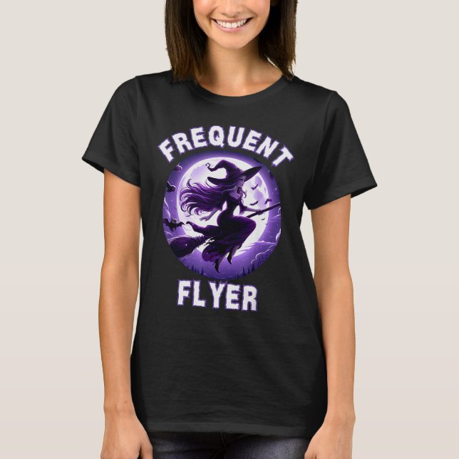 Camiseta Frequent Flyer Witch, Funny Halloween Witch Costum (Frente)