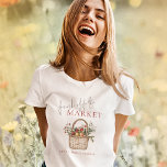Camiseta Fresco do Chá de panela de nome de mercado<br><div class="desc">Fresco do Chá de panela de nome de mercado. As palavras Fresco do The estão em uma série elegante. O resto do texto que você pode personalizar facilmente. Celebrar a noiva com este charmoso chá de panela inspirado no mercado. Apresentando uma ilustração de aquarela macia e romântica de uma cesta...</div>