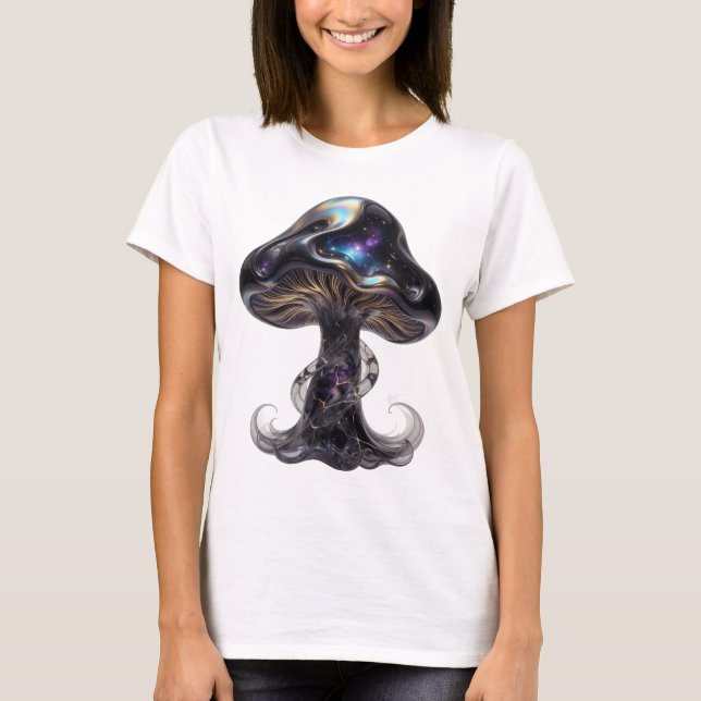 Camiseta Fresco Prata SPACE MUSHROOM Design Personalizado (Frente)