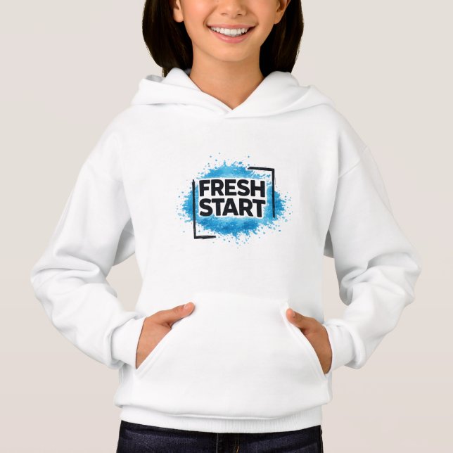 Camiseta Fresh Start Motivational Typography Blue Splash (Frente)