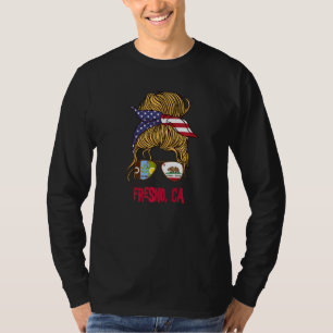 Camiseta Fresno para Meninas Bandeira de Fresno Califórnia
