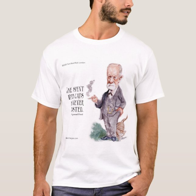Camiseta Freud & Citação Sobre Gatos (Frente)