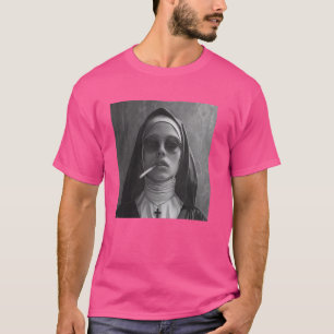 Camiseta Fria freira fuma cigarro, Freira rebelde
