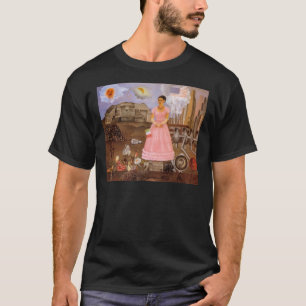 Camiseta Frida Kahlo autorretrato ao longo da linha de emba
