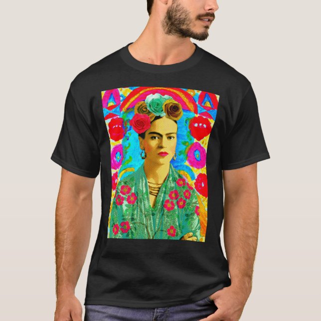 Camiseta Frida Kahlo Colorful Floral   (Frente)