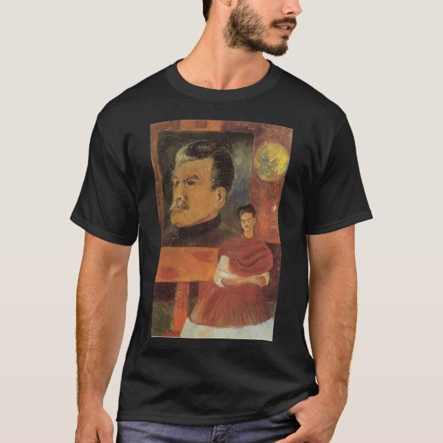 Camiseta Frida Kahlo - Pintura Comunista Stalin Essencial T (Frente)