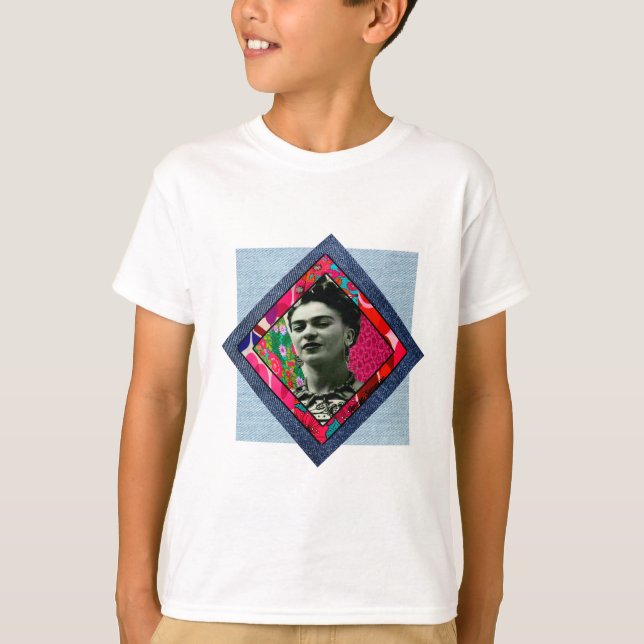 Camiseta Frida Kahlo Retro Pink Denim (Frente)