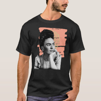 Camiseta Frida Kahlo, watercolor flowers, color, black and 