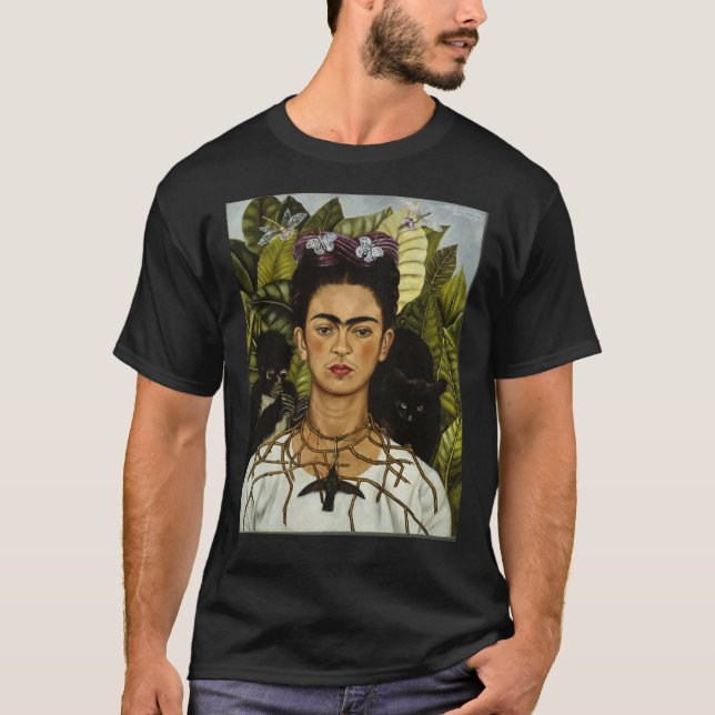 Camiseta Frida Kahlo&x27;o autorretrato com macaco e ca (Frente)
