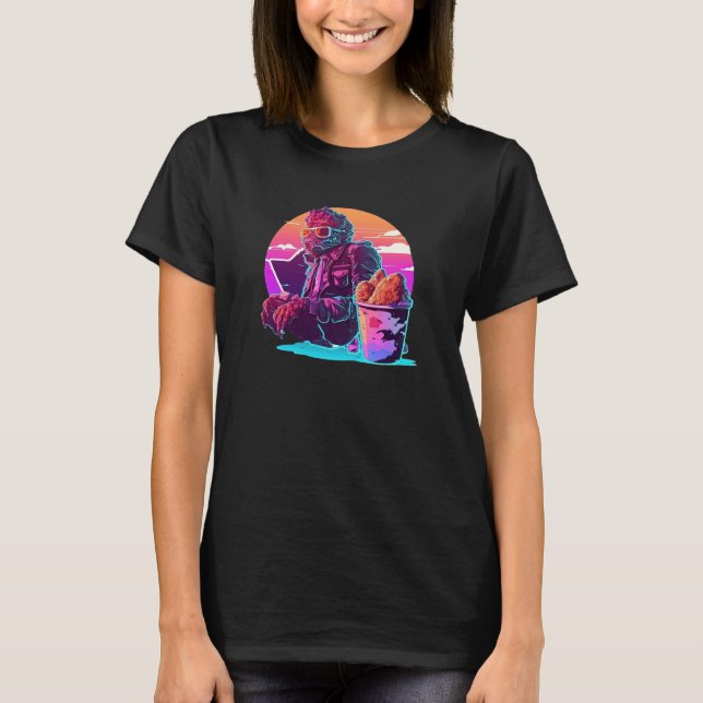 Camiseta Fried Chicken Synthwave 80s Retrowave Aesthetic (Frente)