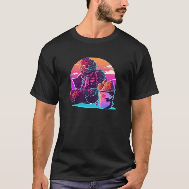 Camiseta Fried Chicken Synthwave 80s Retrowave Aesthetic (Frente)