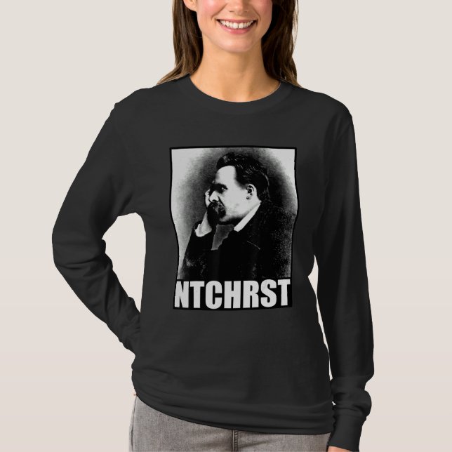 Camiseta Friedrich Nietzsche Antichrist Ntchrst Funny Meme (Frente)