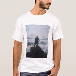 Camiseta Friedrich's Wanderer acima do Mar de Nevoeiro